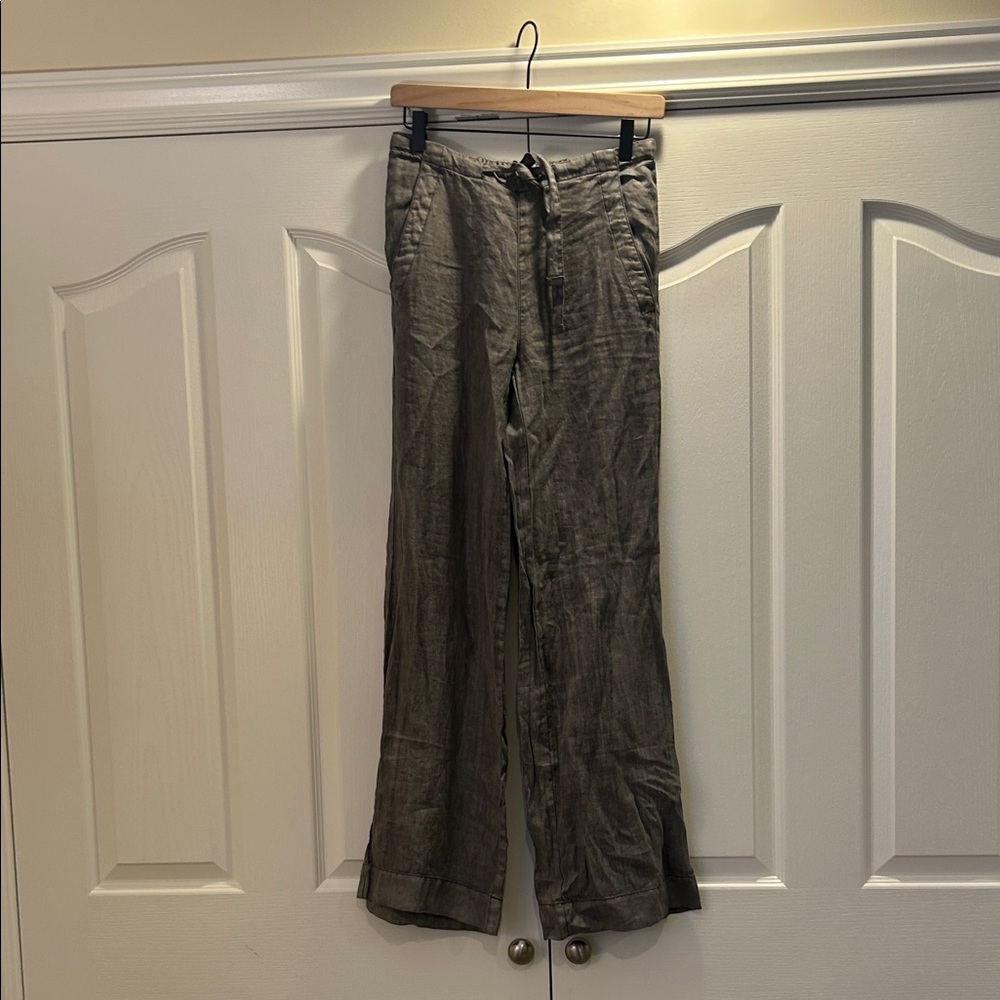 Anthropologie Charcoal Linen Pants